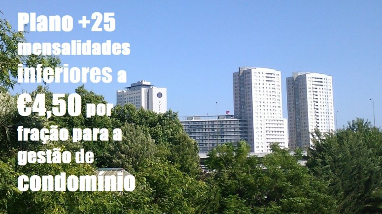 Plano com condições contratuais específicas para prédios com 25 ou mais frações autónomas, com um custo fixo associado ao serviço de visitas ao edifício e uma componente variável, assegurando um custo mensal inferior a €4,50 por fracção.
